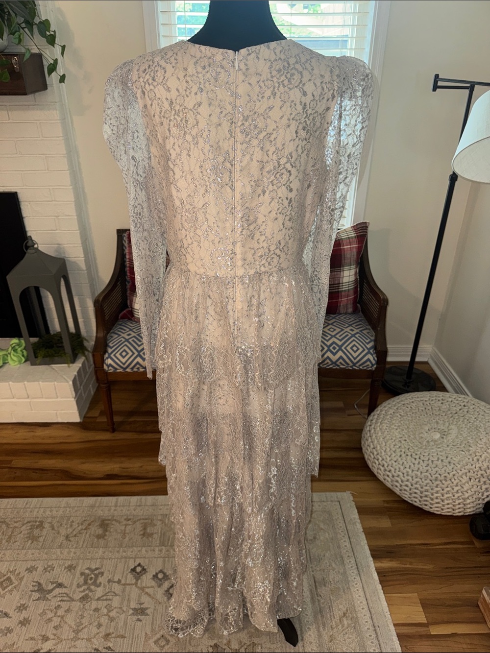 NWT ANTONIO MELANI x Born on Fifth White Lace Tiered Maxi Dress with Long Sleeve - Picture 7 of 14